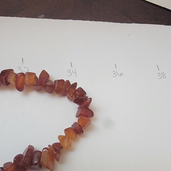 Vintage Carnelian Chip Bead Necklace 36 Inch Natural Red Brown Gemstone Strand - Picture 7 of 10